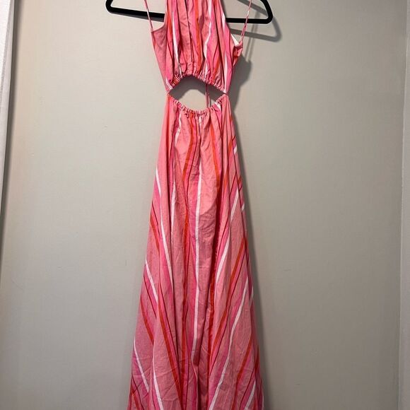 NWOT Pedal and Pup - Madam Stripe Cutout Cotton Halter Dress Size Large - Picture 9 of 15